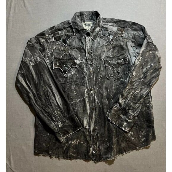 Toxic Magic Button Up Shirt Mens XXL Black Studded‎ Rockabilly Long Sleeve - Picture 1 of 11